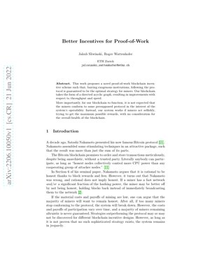 PDF Document Cover - Better Incentives for Proof-of-Work: A DAG-Based Protocol Analysis
